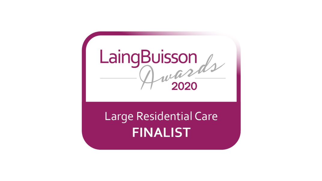 LaingBuisson Awards 2020 logo – Recognised as a finalist for the Large Residential Care category in the 2020 LaingBuisson Awards.