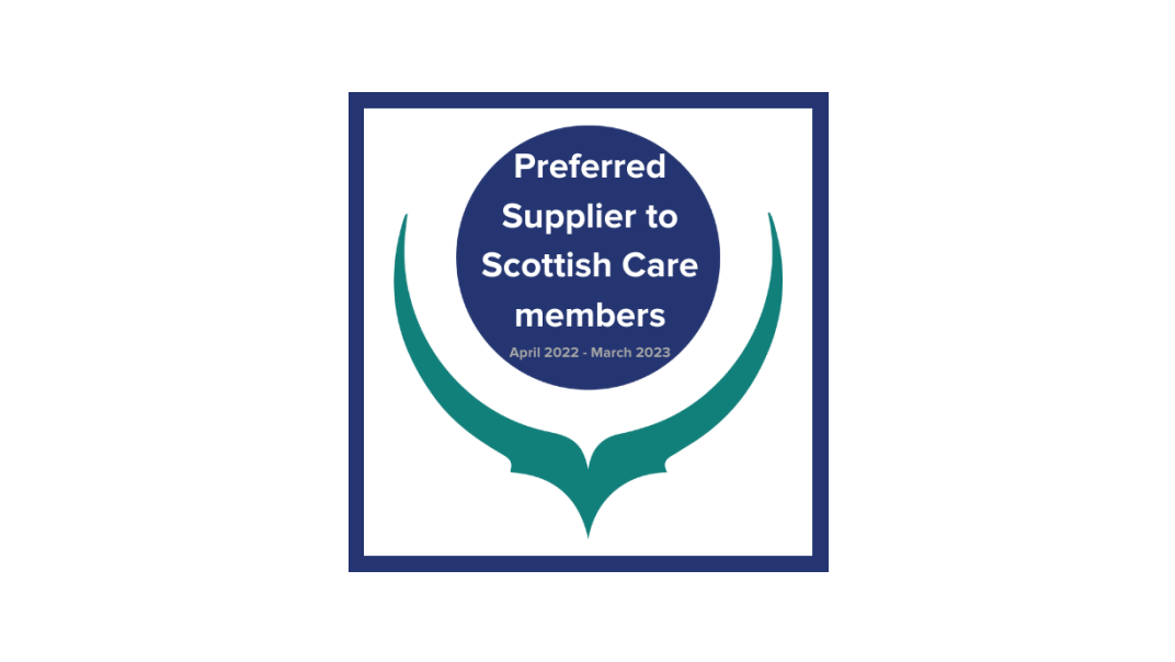 Scottish Care logo – Preferred Supplier to Scottish Care members, supporting high-quality care in Scotland.